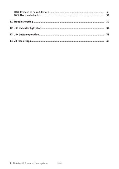 Toyota Bluetooth hands - PZ420-I0290-BE - Bluetooth hands-free system (English Russian Lithuanian Latvian Estonian) - mode d'emploi