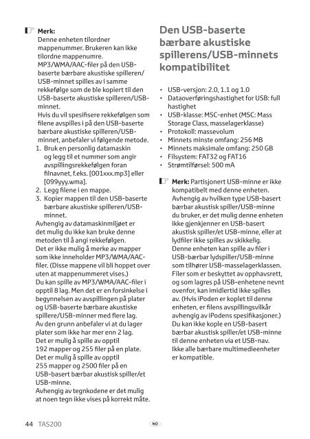 Toyota TAS200 - PZ420-00212-NO - TAS200 (Norwegian) - mode d'emploi