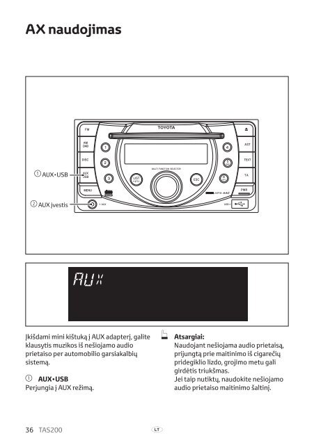 Toyota TAS200 - PZ420-00212-LT - TAS200 (Lithuanian) - mode d'emploi