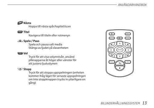 Toyota Rear Entertainment System - PZ462-00207-00 - Rear Entertainment System - Swedish - mode d'emploi