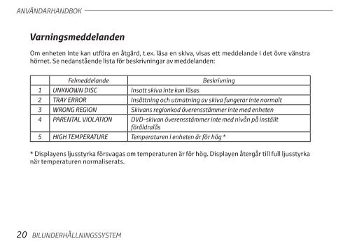 Toyota Rear Entertainment System - PZ462-00207-00 - Rear Entertainment System - Swedish - mode d'emploi