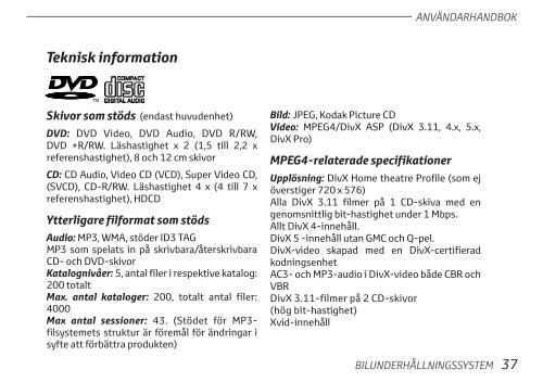 Toyota Rear Entertainment System - PZ462-00207-00 - Rear Entertainment System - Swedish - mode d'emploi