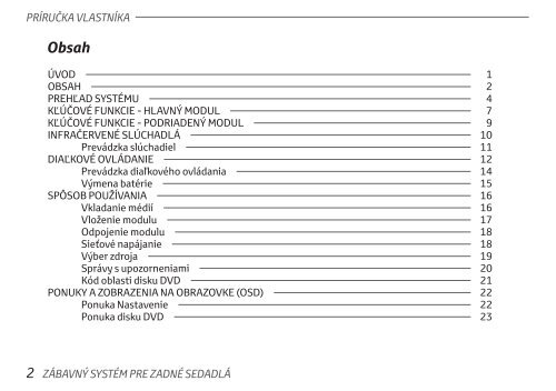 Toyota Rear Entertainment System - PZ462-00207-00 - Rear Entertainment System - Slovak - mode d'emploi