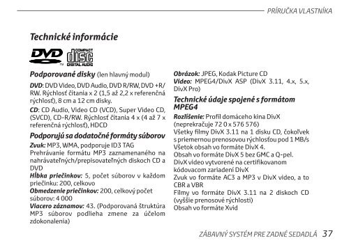 Toyota Rear Entertainment System - PZ462-00207-00 - Rear Entertainment System - Slovak - mode d'emploi