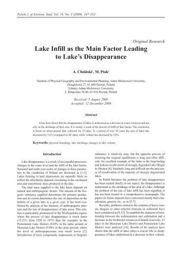 Lake Infill as the Main Factor Leading to Lake's Disappearance