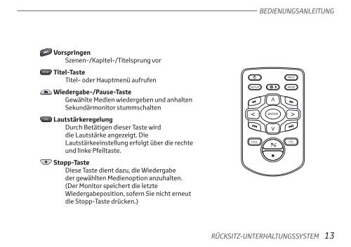 Toyota Rear Entertainment System - PZ462-00207-00 - Rear Entertainment System - German - mode d'emploi