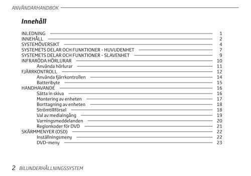 Toyota Rear Entertainment System - PZ462-00207-00 - Rear Entertainment System - Swedish - mode d'emploi