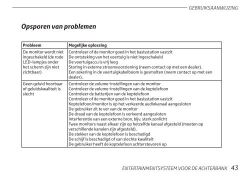 Toyota Rear Entertainment System - PZ462-00207-00 - Rear Entertainment System - Dutch - mode d'emploi