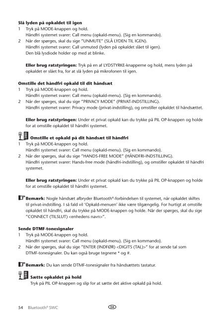 Toyota Bluetooth SWC English Danish Finnish Norwegian Swedish - PZ420-00296-NE - Bluetooth SWC English Danish Finnish Norwegian Swedish - mode d'emploi