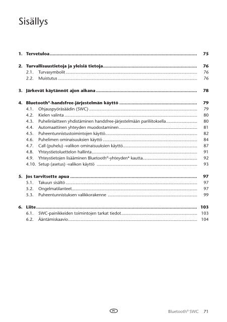 Toyota Bluetooth SWC English Danish Finnish Norwegian Swedish - PZ420-00296-NE - Bluetooth SWC English Danish Finnish Norwegian Swedish - mode d'emploi