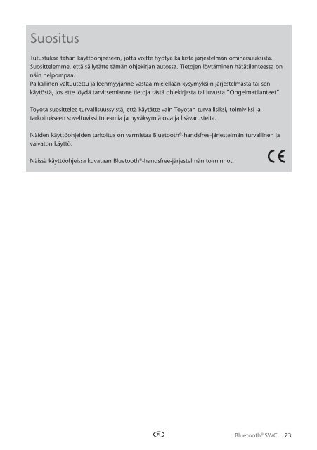 Toyota Bluetooth SWC English Danish Finnish Norwegian Swedish - PZ420-00296-NE - Bluetooth SWC English Danish Finnish Norwegian Swedish - mode d'emploi