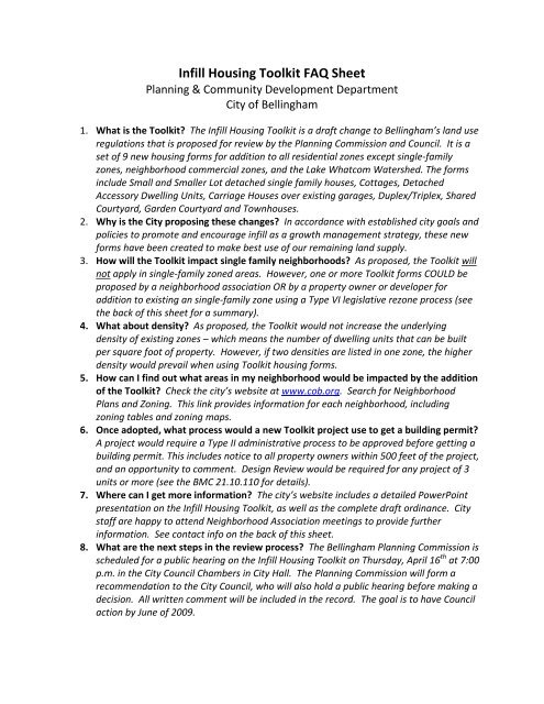 Housing Faq Booklet.pdf Infill Housing Toolkit FAQ Sheet (PDF) - City of Bellingham