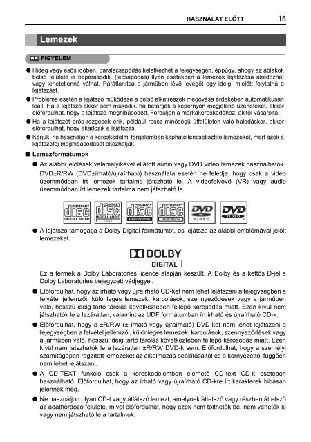 Toyota TNS410 - PZ420-E0333-HU - TNS410 - mode d'emploi