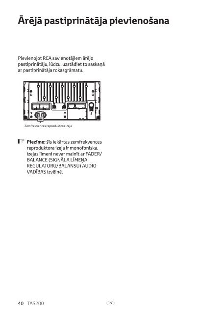 Toyota TAS200 - PZ420-00212-LV - TAS200 (Latvian) - mode d'emploi