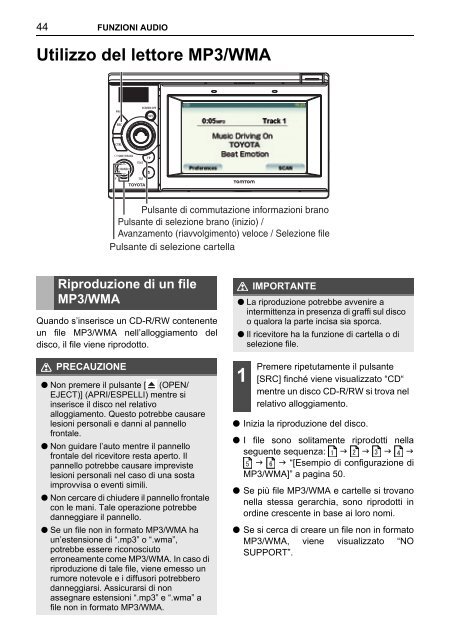 Toyota TNS410 - PZ420-E0333-IT - TNS410 - mode d'emploi