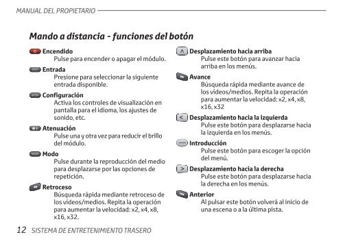 Toyota Rear Entertainment System - PZ462-00207-00 - Rear Entertainment System - Spanish - mode d'emploi