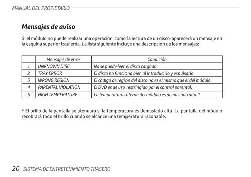 Toyota Rear Entertainment System - PZ462-00207-00 - Rear Entertainment System - Spanish - mode d'emploi