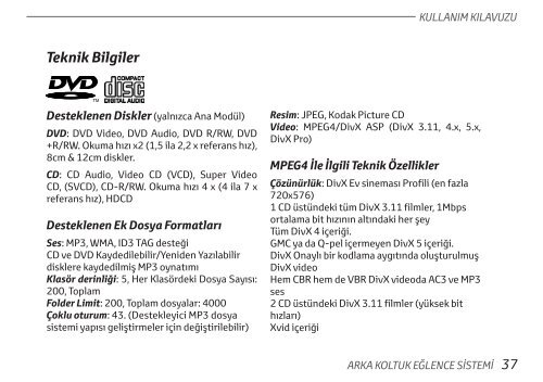 Toyota Rear Entertainment System - PZ462-00207-00 - Rear Entertainment System - Turkish - mode d'emploi