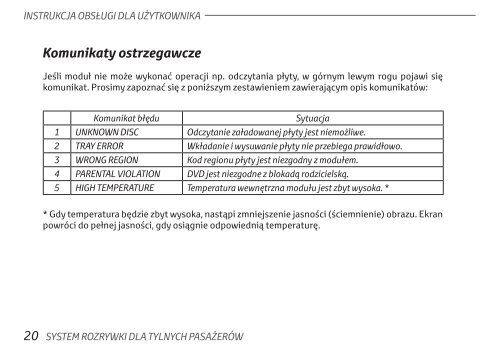 Toyota Rear Entertainment System - PZ462-00207-00 - Rear Entertainment System - Polish - mode d'emploi