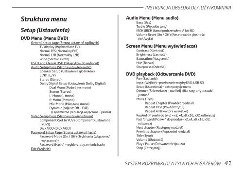Toyota Rear Entertainment System - PZ462-00207-00 - Rear Entertainment System - Polish - mode d'emploi