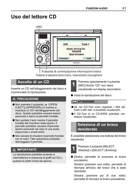 Toyota TNS410 - PZ420-E0333-IT - TNS410 - mode d'emploi