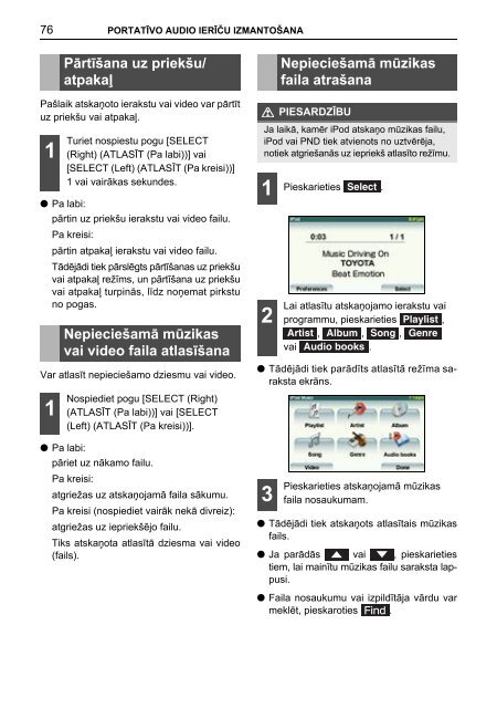 Toyota TNS410 - PZ420-E0333-LV - TNS410 - mode d'emploi