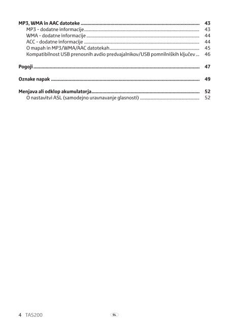 Toyota TAS200 - PZ420-00212-SL - TAS200 (Slovenian) - mode d'emploi