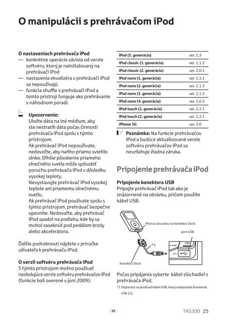 Toyota TAS200 - PZ420-00212-SK - TAS200 (Slovak) - mode d'emploi