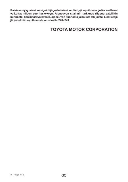 Toyota TNS510 - PZ445-00333-FI - TNS510 (Finnish) - mode d'emploi