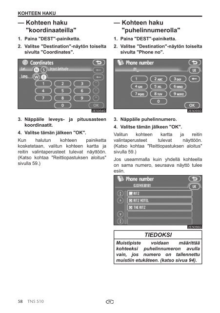 Toyota TNS510 - PZ445-00333-FI - TNS510 (Finnish) - mode d'emploi