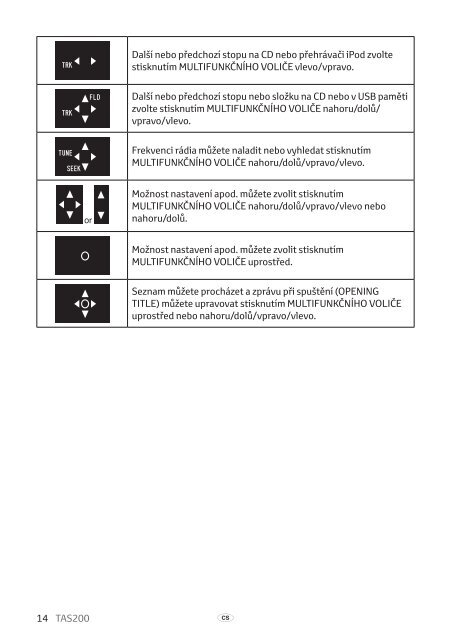 Toyota TAS200 - PZ420-00212-CS - TAS200 (Czech) - mode d'emploi