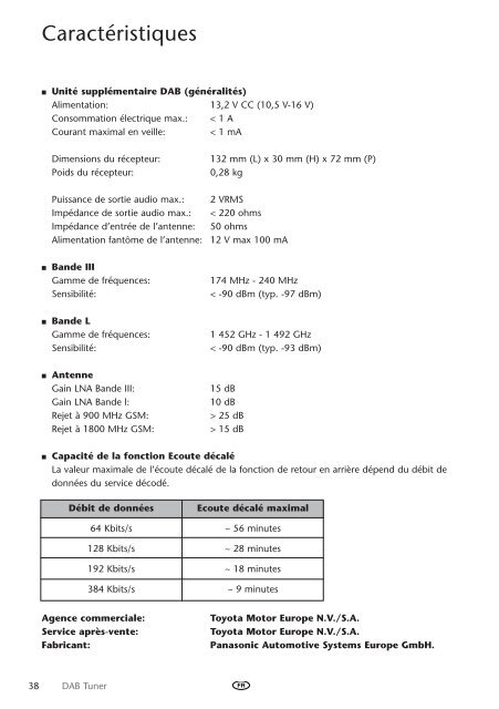 Toyota DAB Tuner - PZ473-X2210-A0 - DAB Tuner - all lanuages - mode d'emploi