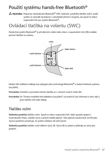 Toyota Bluetooth SWC English Czech Hungarian Polish - PZ420-00291-EE - Bluetooth SWC English Czech Hungarian Polish - mode d'emploi