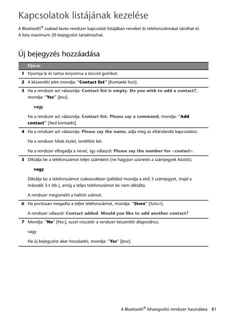 Toyota Bluetooth SWC English Czech Hungarian Polish - PZ420-00291-EE - Bluetooth SWC English Czech Hungarian Polish - mode d'emploi