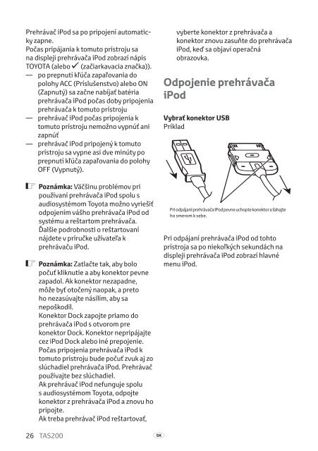 Toyota TAS200 - PZ420-00212-SK - TAS200 (Slovak) - mode d'emploi