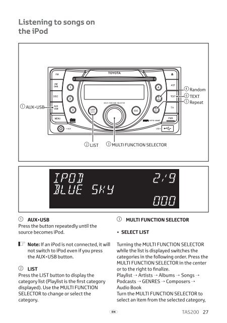 Toyota TAS200 - PZ420-00212-EN - TAS200 (English) - mode d'emploi