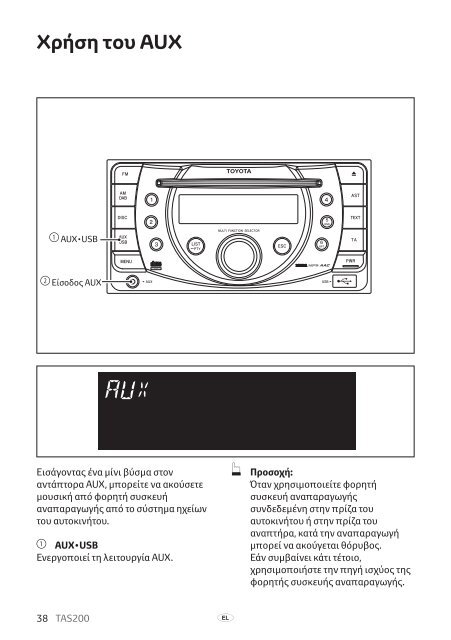 Toyota TAS200 - PZ420-00212-EL - TAS200 (Greek) - mode d'emploi