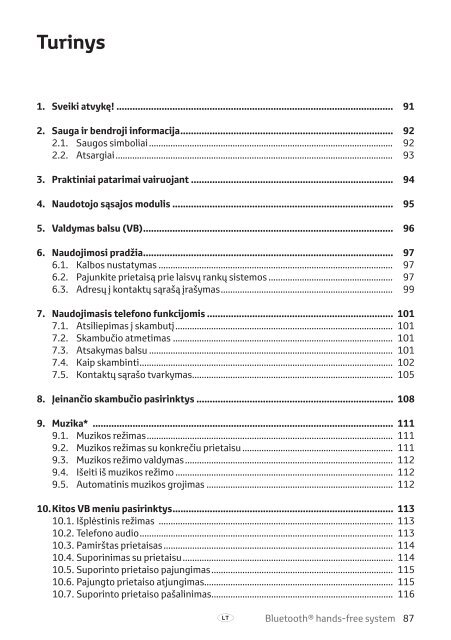 Toyota Bluetooth hands - PZ420-I0290-BE - Bluetooth hands-free system (English Russian Lithuanian Latvian Estonian) - mode d'emploi