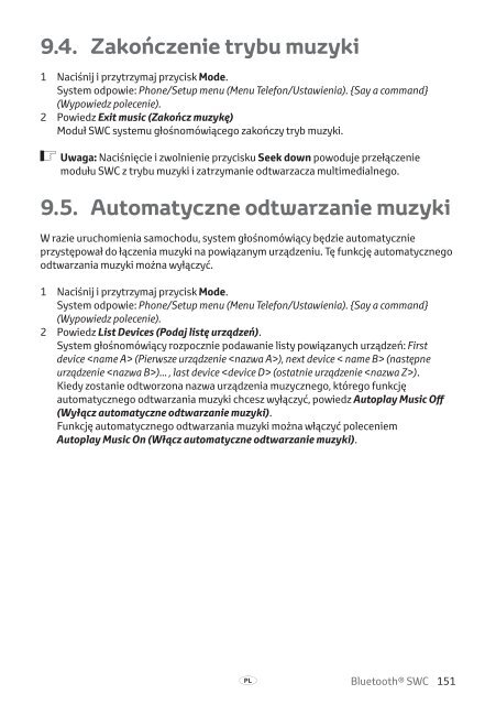 Toyota Bluetooth SWC - PZ420-T0290-EE - Bluetooth SWC (English Czech Hungarian Polish Russian) - mode d'emploi