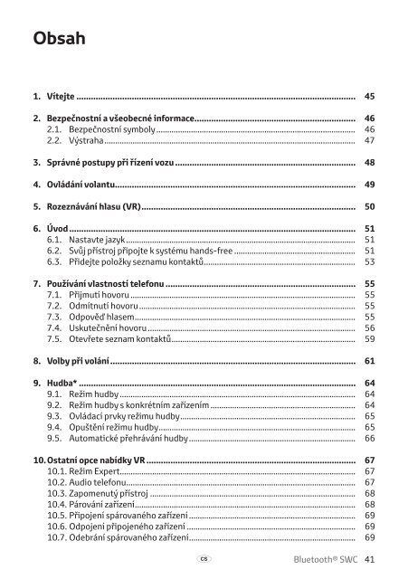 Toyota Bluetooth SWC - PZ420-T0290-EE - Bluetooth SWC (English Czech Hungarian Polish Russian) - mode d'emploi