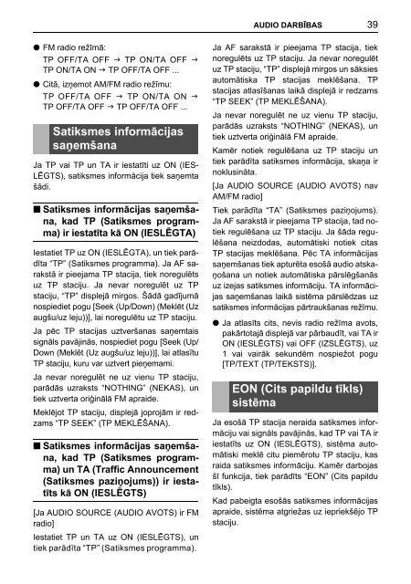 Toyota TNS410 - PZ420-E0333-LV - TNS410 - mode d'emploi