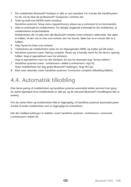 Toyota Bluetooth SWC English Danish Finnish Norwegian Swedish - PZ420-00293-NE - Bluetooth SWC English Danish Finnish Norwegian Swedish - mode d'emploi