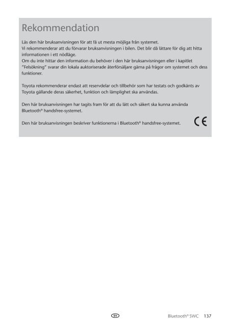 Toyota Bluetooth SWC English Danish Finnish Norwegian Swedish - PZ420-00293-NE - Bluetooth SWC English Danish Finnish Norwegian Swedish - mode d'emploi