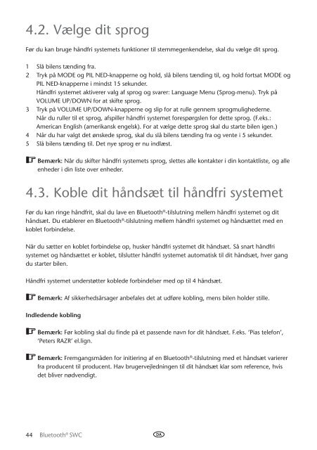 Toyota Bluetooth SWC English Danish Finnish Norwegian Swedish - PZ420-00293-NE - Bluetooth SWC English Danish Finnish Norwegian Swedish - mode d'emploi