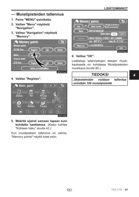 Toyota TNS510 - PZ445-00333-FI - TNS510 (Finnish) - mode d'emploi