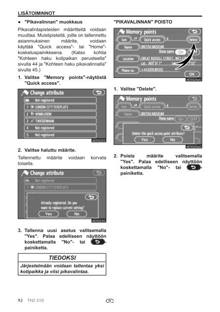 Toyota TNS510 - PZ445-00333-FI - TNS510 (Finnish) - mode d'emploi