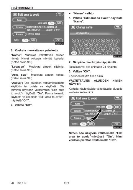 Toyota TNS510 - PZ445-00333-FI - TNS510 (Finnish) - mode d'emploi