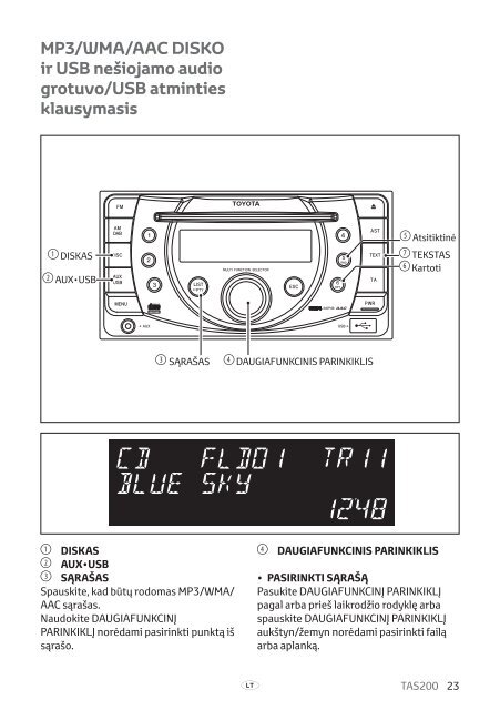 Toyota TAS200 - PZ420-00212-LT - TAS200 (Lithuanian) - mode d'emploi