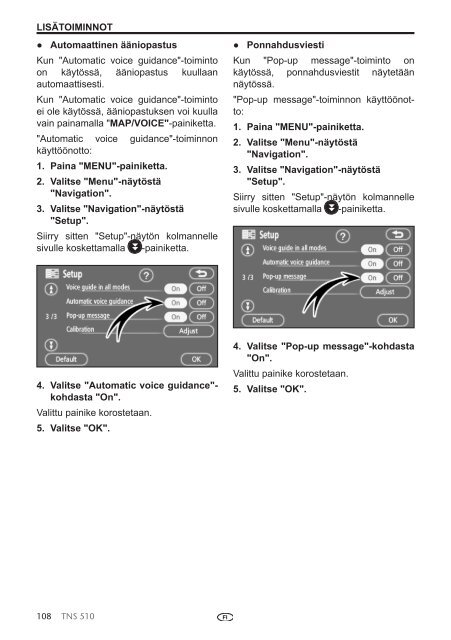 Toyota TNS510 - PZ445-00333-FI - TNS510 (Finnish) - mode d'emploi