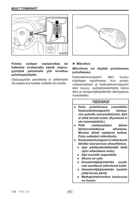 Toyota TNS510 - PZ445-00333-FI - TNS510 (Finnish) - mode d'emploi